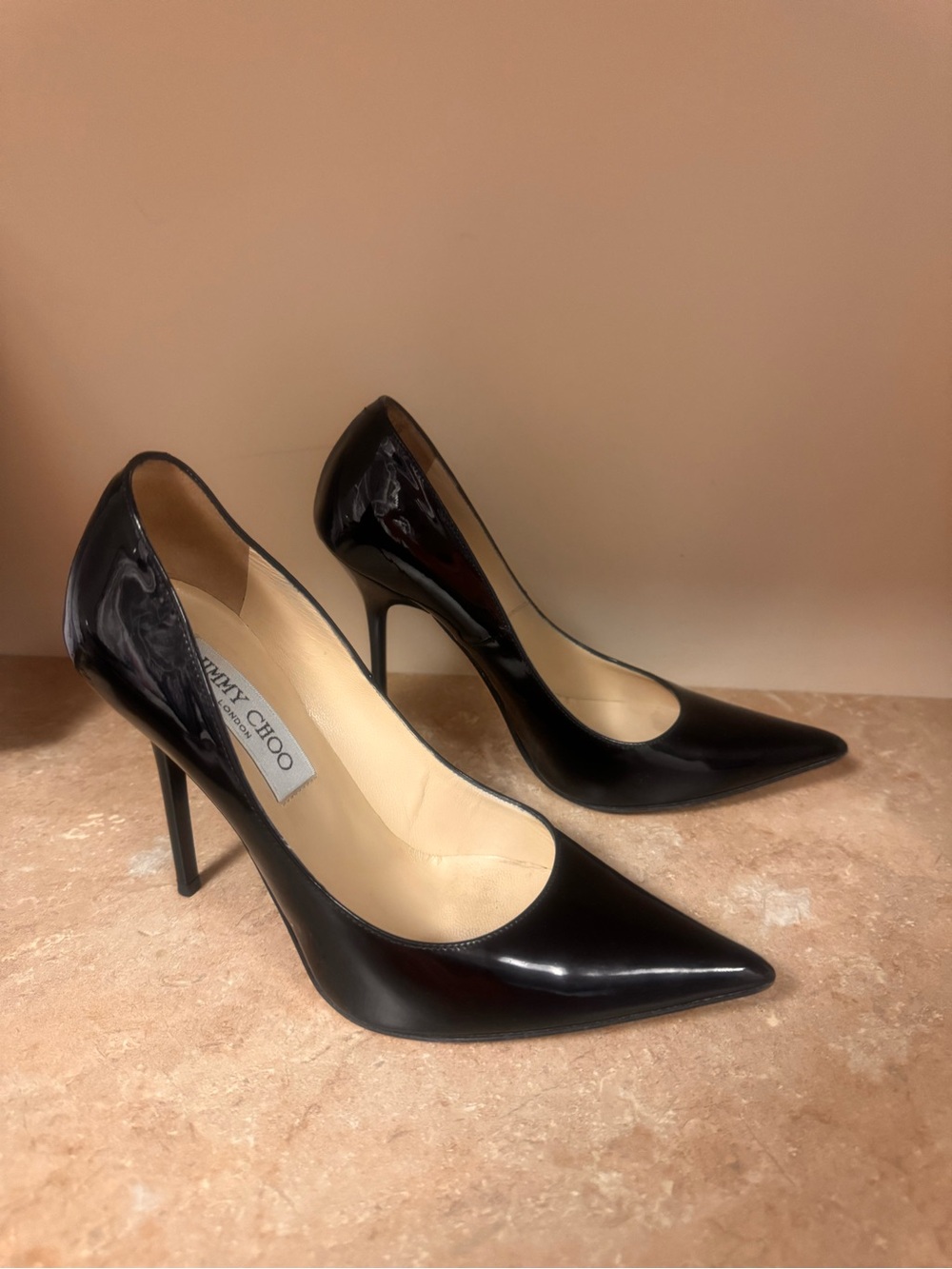 Jimmy Choo Black Patent Pointed Toe Pumps - Classic Stiletto